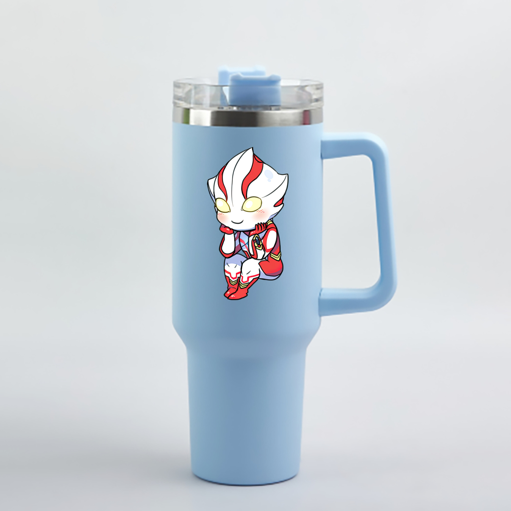 （画像用） ウルトラマン Ultraman 1200mL車用タンブラー - クリスタルステッカー（プラスチックストロー付き）