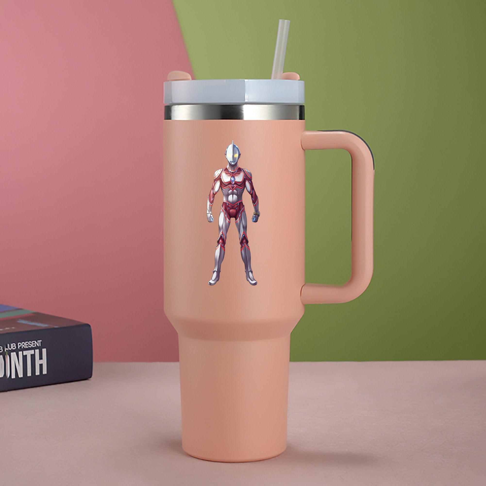 ウルトラマン Ultraman 1200mL車用タンブラー - クリスタルステッカー（プラスチックストロー付き）